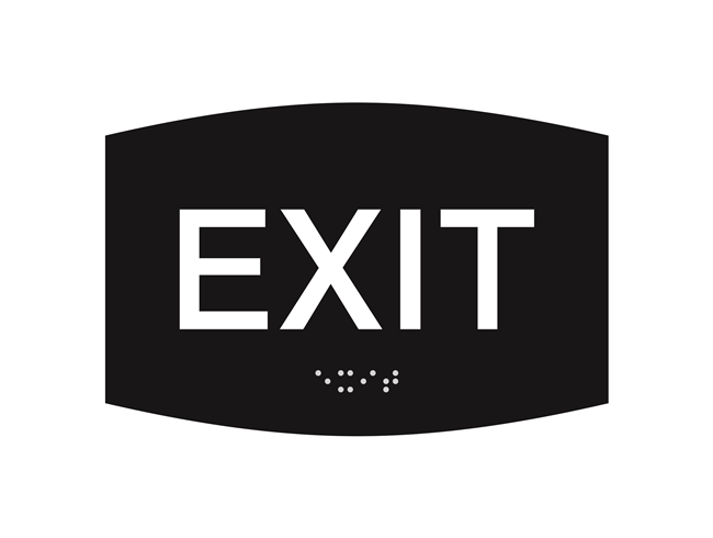 Hinweisschild „Not An Exit“ – ADA-konform, Schwarz Gebürstet, Mit Blindenschrift & Montageband